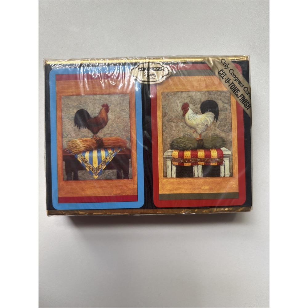 Vintage Congress Playing Cards - Roosters New Sealed